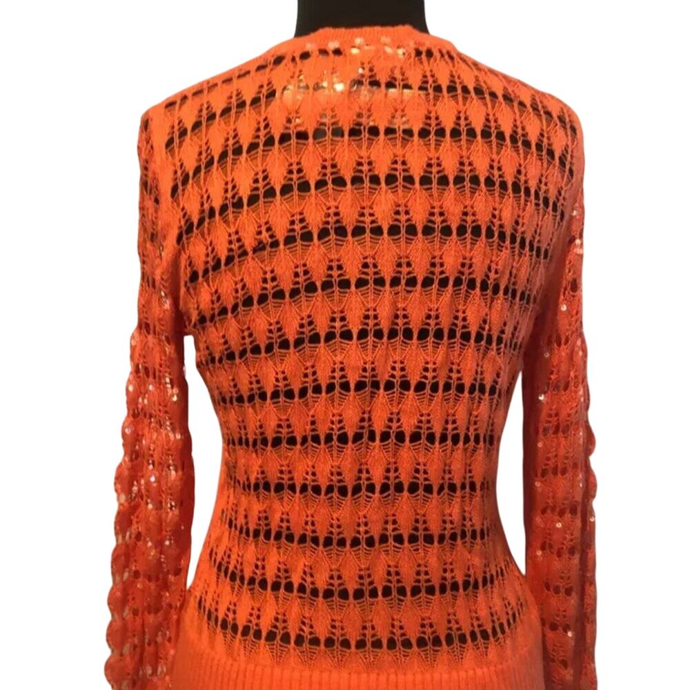 Cache Peek A Knit Sequin Kissed Sweater Top New Cardigan Tussan Silk $118 NWT - Picture 5 of 6